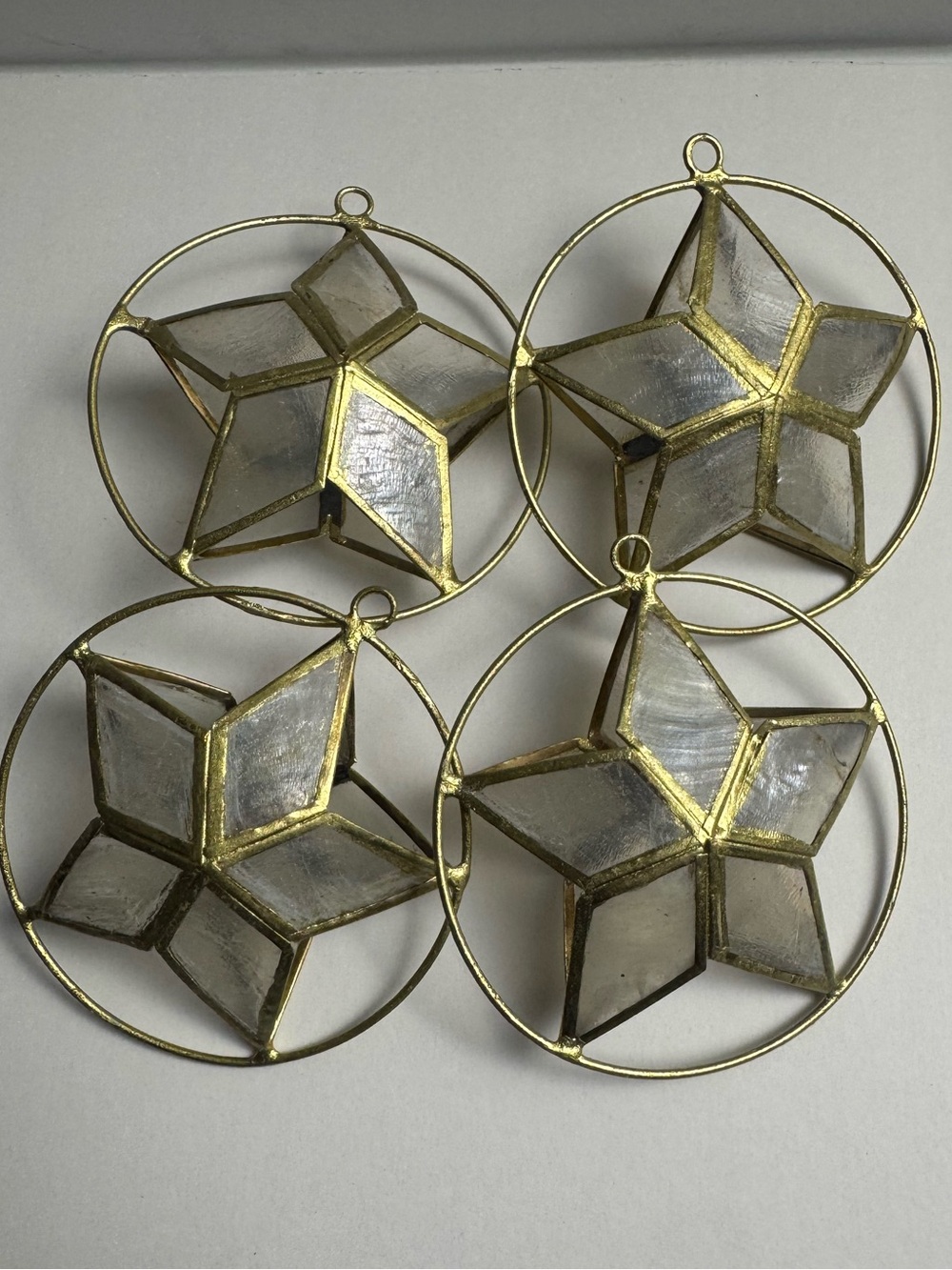 Mini Parol Capiz Ornament, four pieces crafted in the Philippines